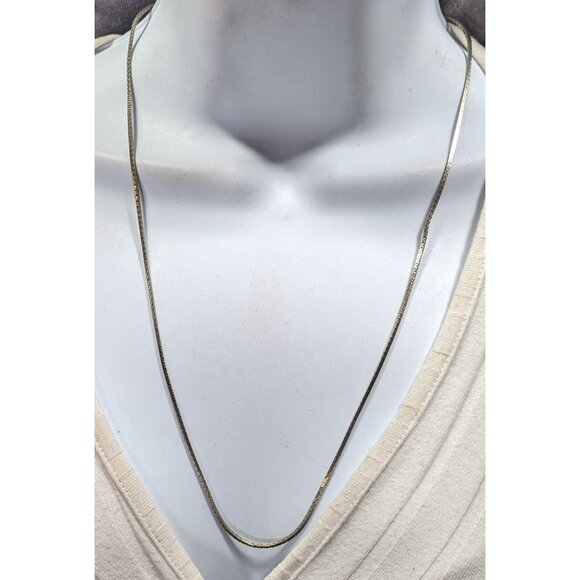 Classic Silver Tone Rectangular Chain Necklace - Picture 2 of 4
